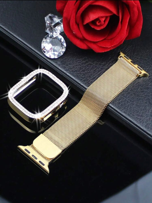 Gold Stainless Steel Band with Protective Case