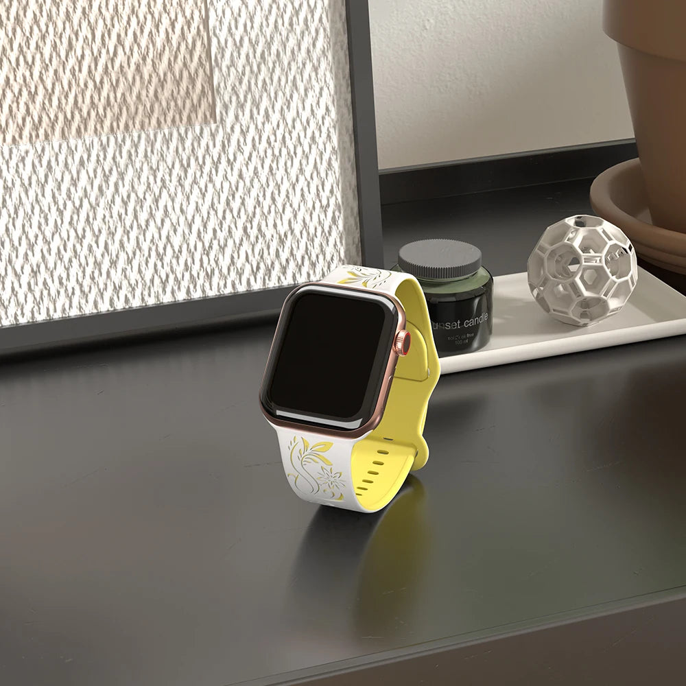 Engraved Silicone Flower Band