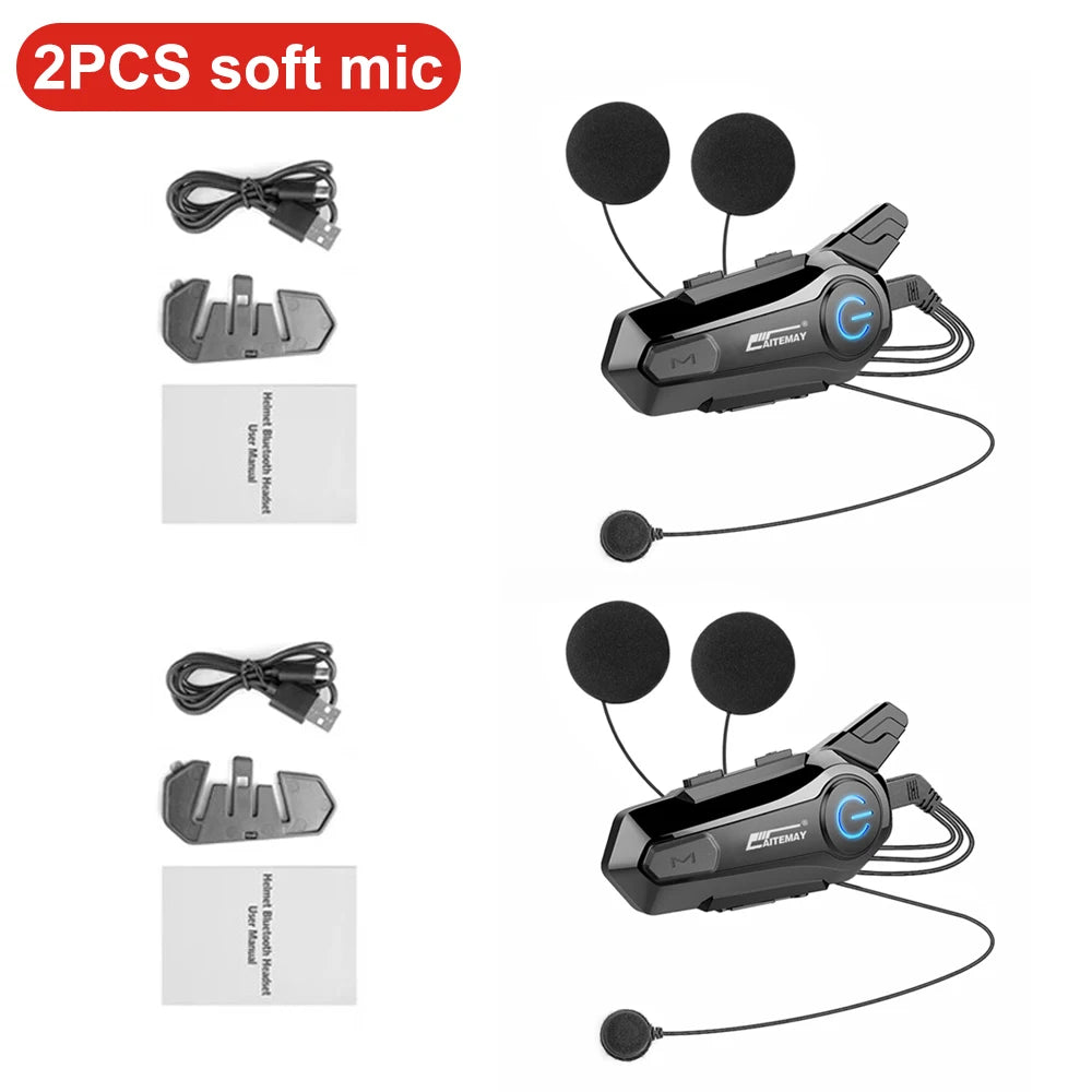 1000M For 2 Rider Interphone Motorcycle Helmet Intercom Headset