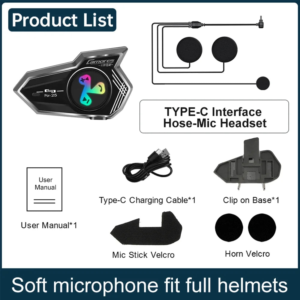 Wireless Motorcycle Helmet Headset Hands-free Call Phone