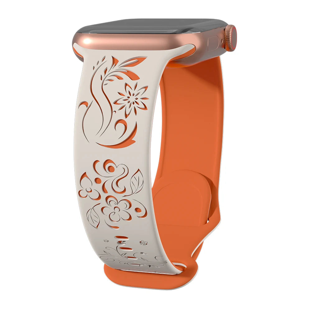 Engraved Silicone Flower Band
