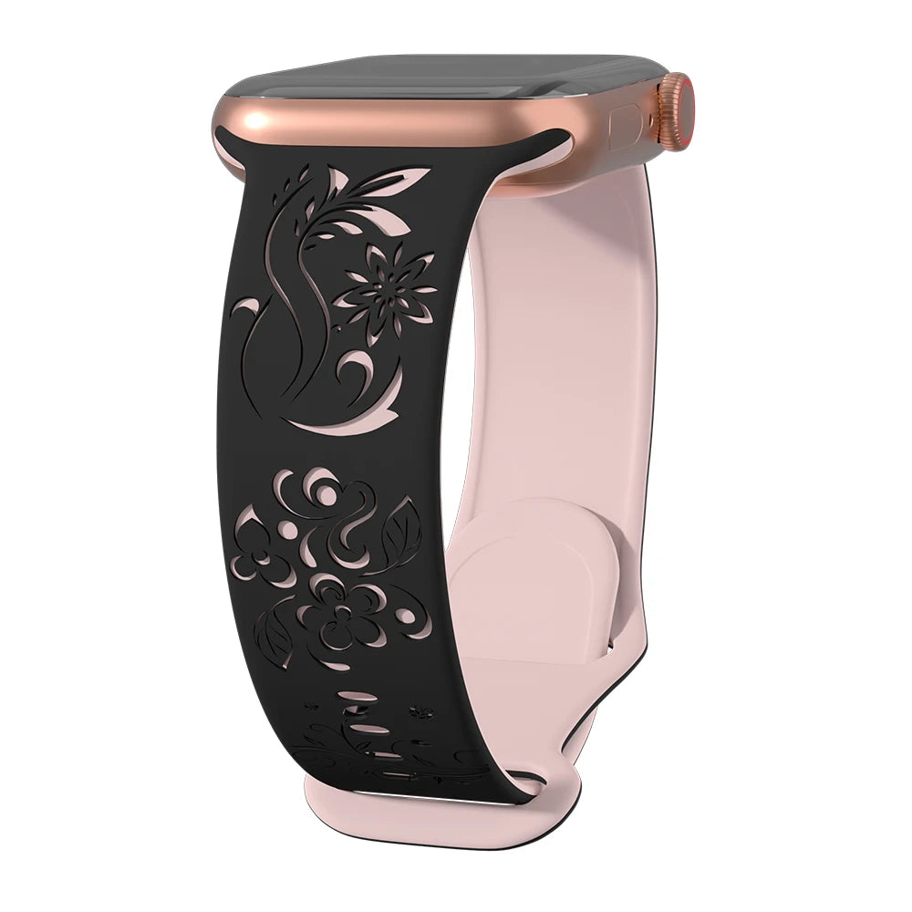 Engraved Silicone Flower Band