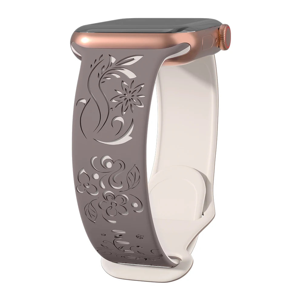 Engraved Silicone Flower Band