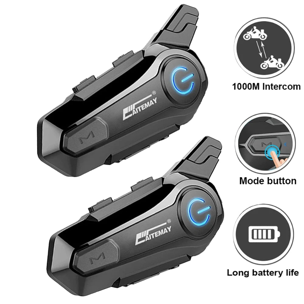 1000M For 2 Rider Interphone Motorcycle Helmet Intercom Headset