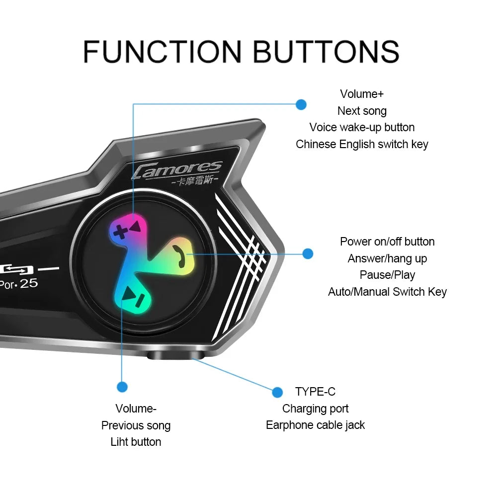 Wireless Motorcycle Helmet Headset Hands-free Call Phone