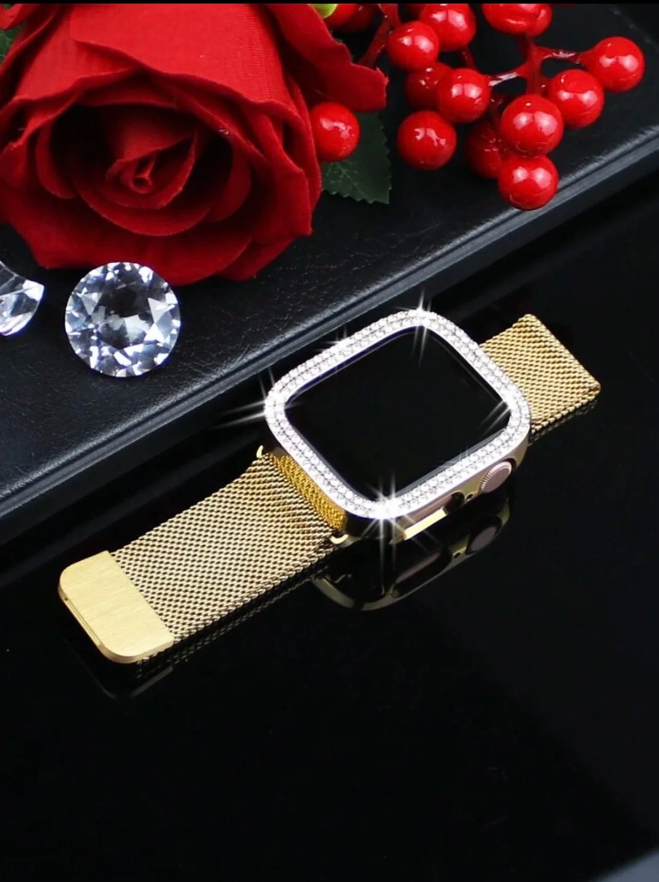 Gold Stainless Steel Band with Protective Case