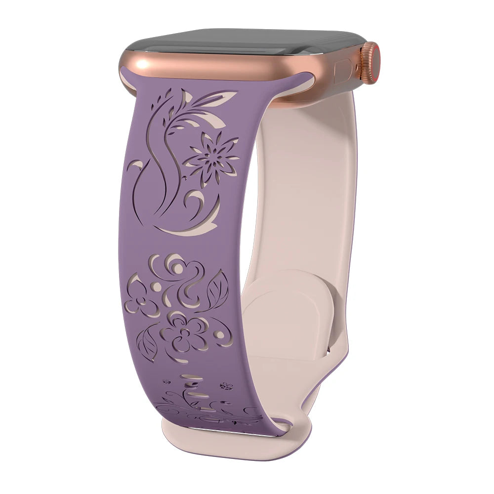 Engraved Silicone Flower Band